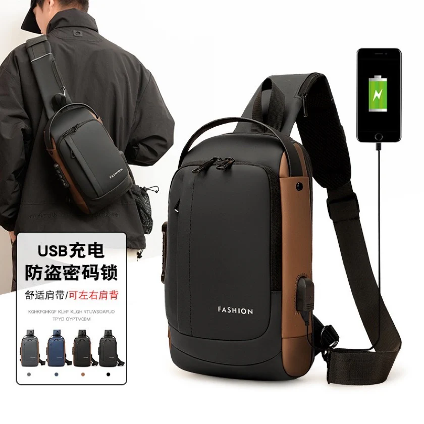 Mochila Cruzada Antirrobo Impermeable con Puerto USB y Clave